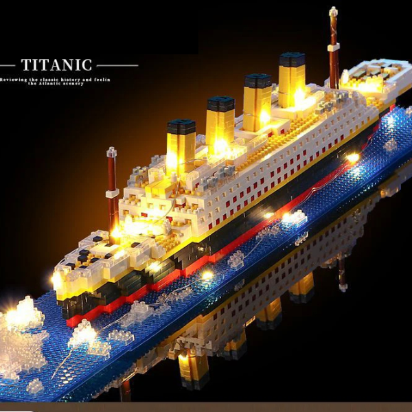 Titanic Ship Model Building Blocks for Kids – DIY Plastic Assembly Toy with Lamp | Educational Titanic Building Block Se
