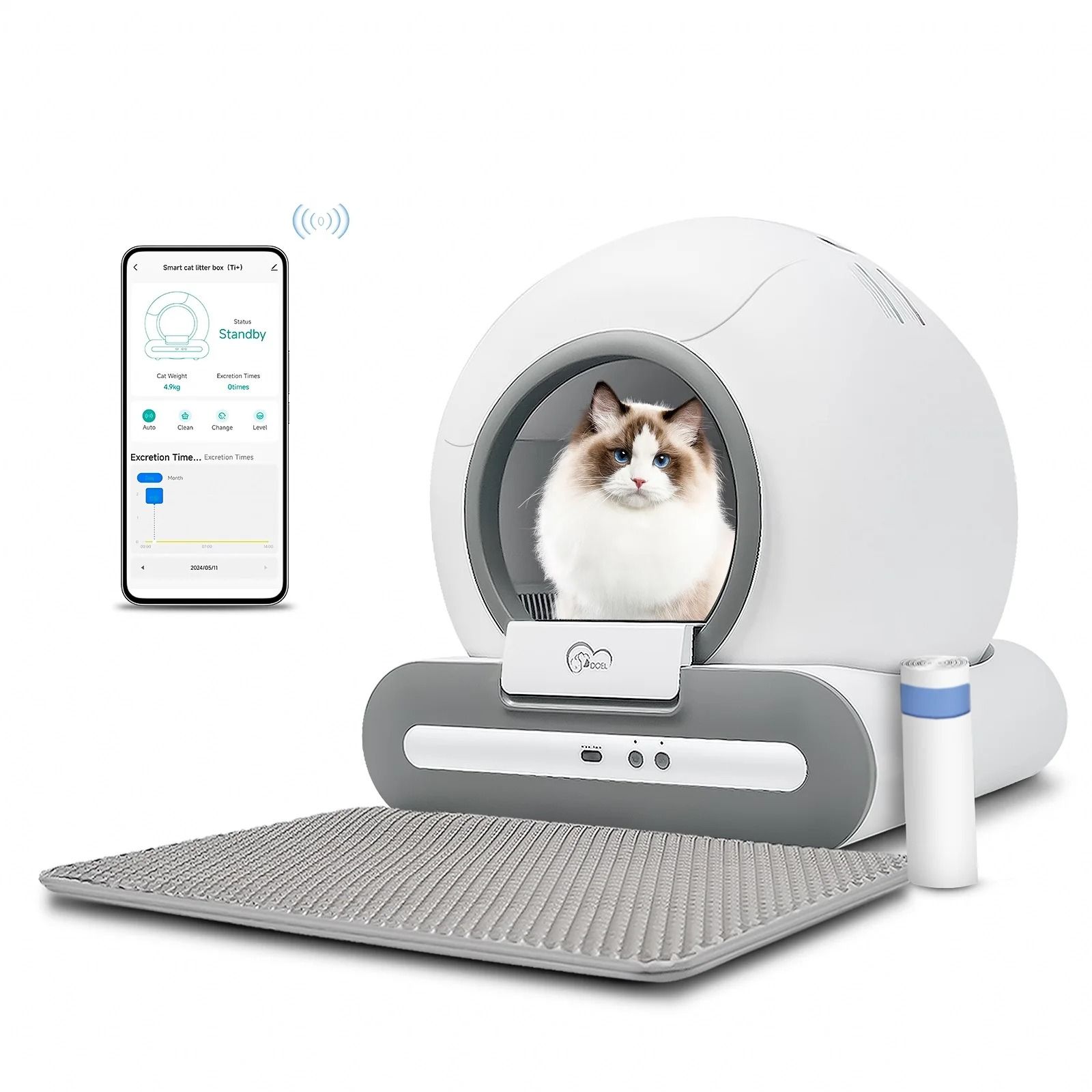 Automatic Cat Litter Box with App Control and Safety Sensors