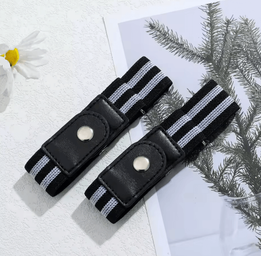 Unisex No Buckle Elastic Stretch Belt Set Adjustable Invisible Fit