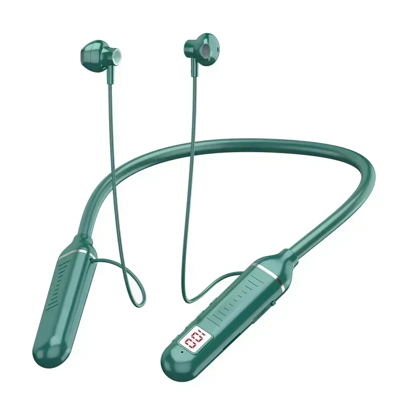 HiFi Bluetooth Neckband Headphones with LED Display and Mic