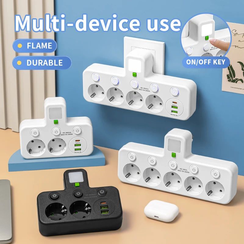 Multi Socket Wall Outlet with USB Ports