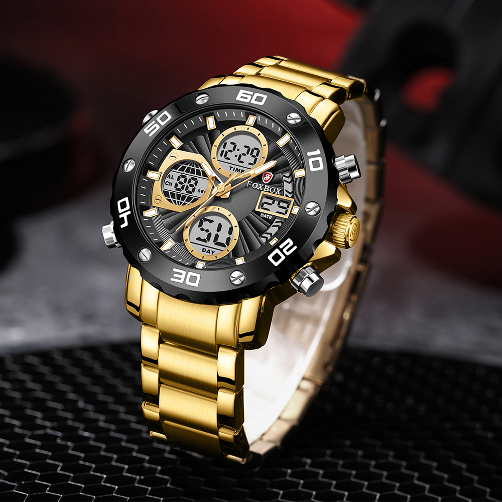 Military Sports Watch for Men Waterproof LED Quartz Digital Wristwatch with Box