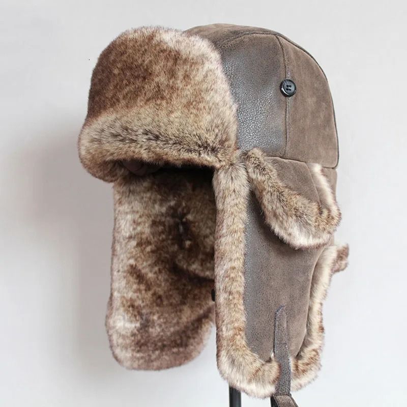 Premium PU Leather Thermal Bomber Ushanka Hat