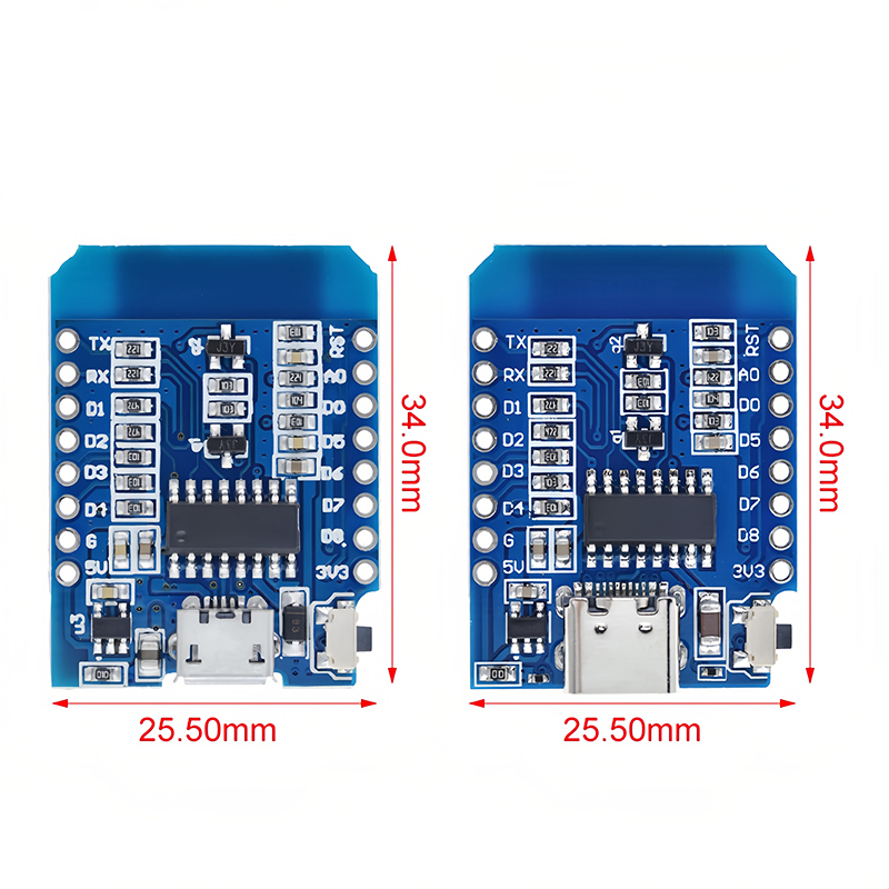 Mini WiFi Development Board V2, TYPE-C & Micro USB Compatible with Arduino & NodeMCU Diy Kit