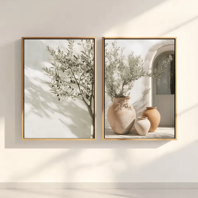 Mediterranean Olive Tree Canvas Wall Art – Rustic Countryside Landscape Poster