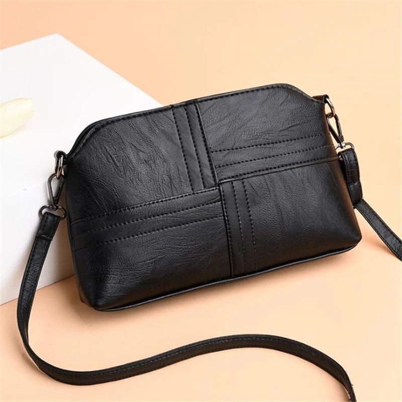 Vintage PU Leather Womens Messenger Bag Stylish Small Shoulder Handbag