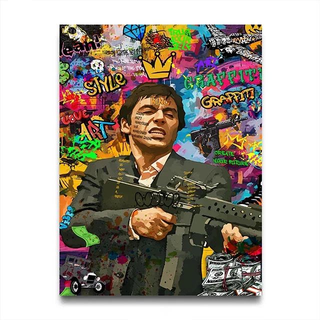 80s Gangster Graffiti Canvas Wall Art