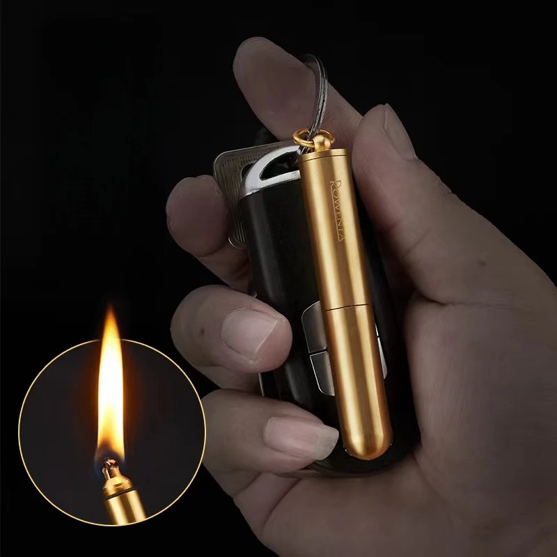 Premium Mini Keychain Copper Kerosene Lighter Waterproof, Refillable, Portable Flame