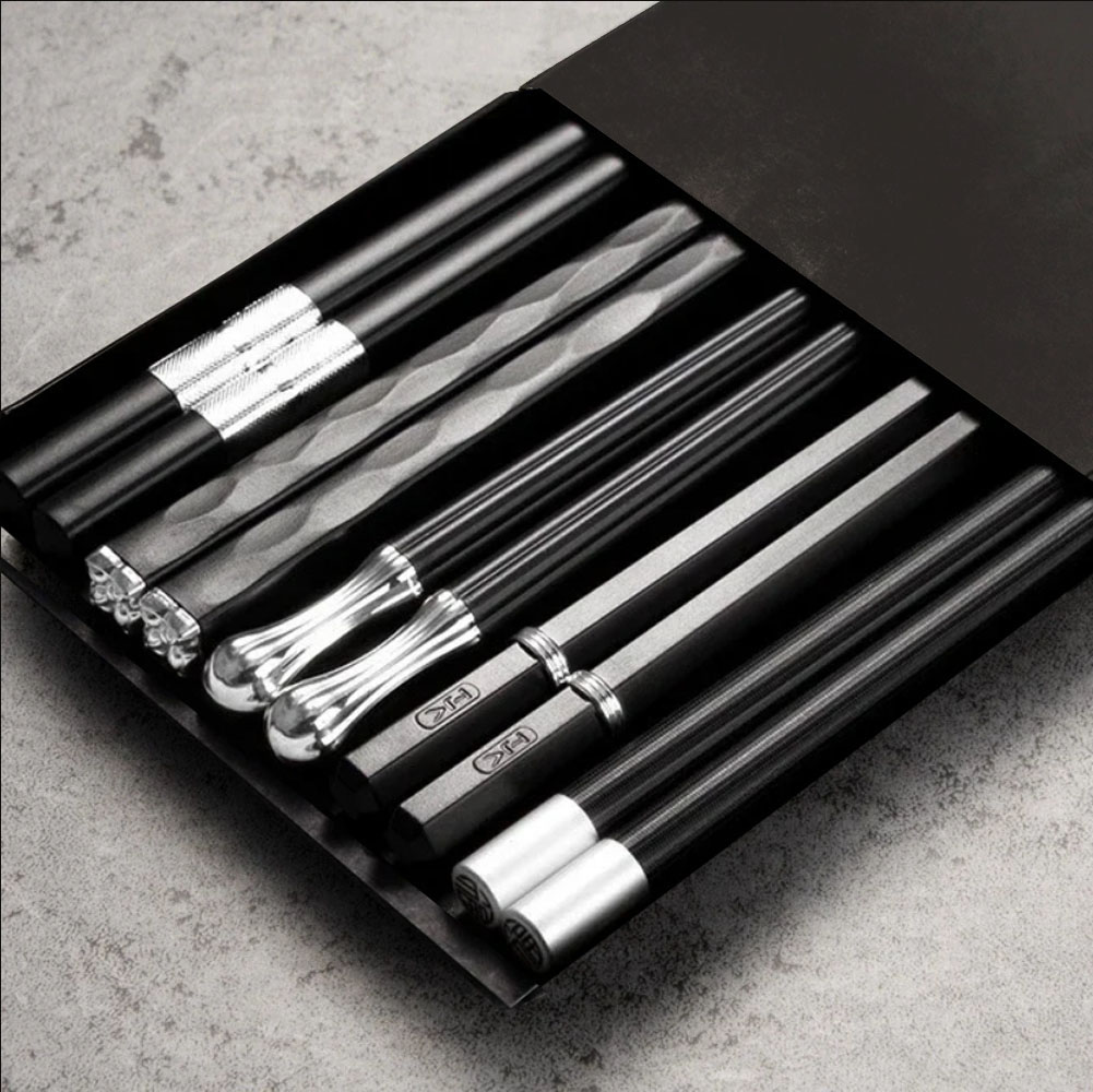 Alloy Chopsticks, Black Sushi Sticks for Food, Noodles, Kitchen Tableware