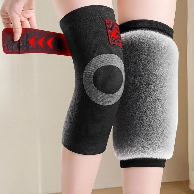 Winter Warm Knee Sleeves with Adjustable Strap Soft, Comfortable, Rabbit Fur-Like Fabric Knee Covers for Leg Warmer