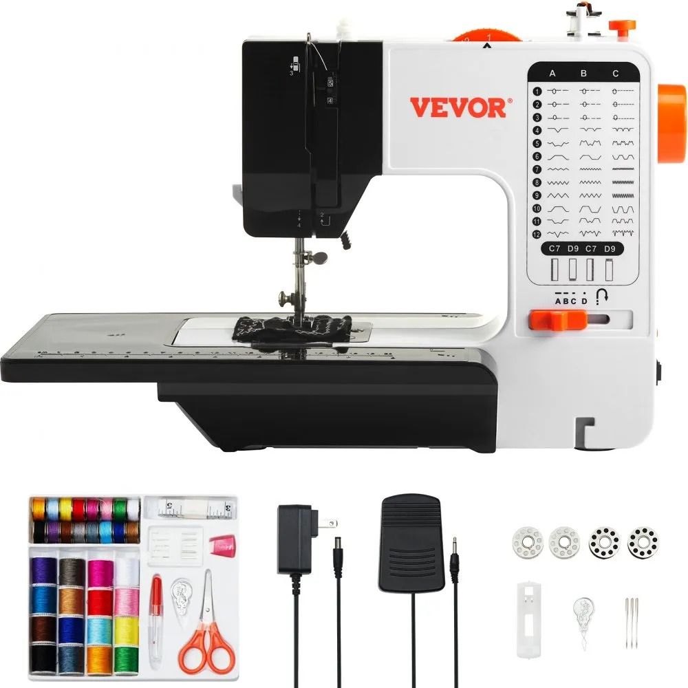 Portable Sewing Machine for Beginners, Built In Stitches Sewing Machine, Reverse Sewing, Dual Speed Extension Table Set