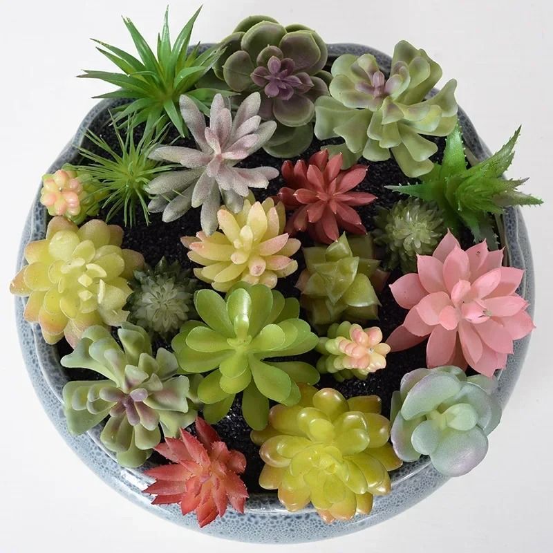 12-Piece Green PVC Succulent Set – High-Performance Faux Plant Collection for Home Garden & Small Bonsai Decor