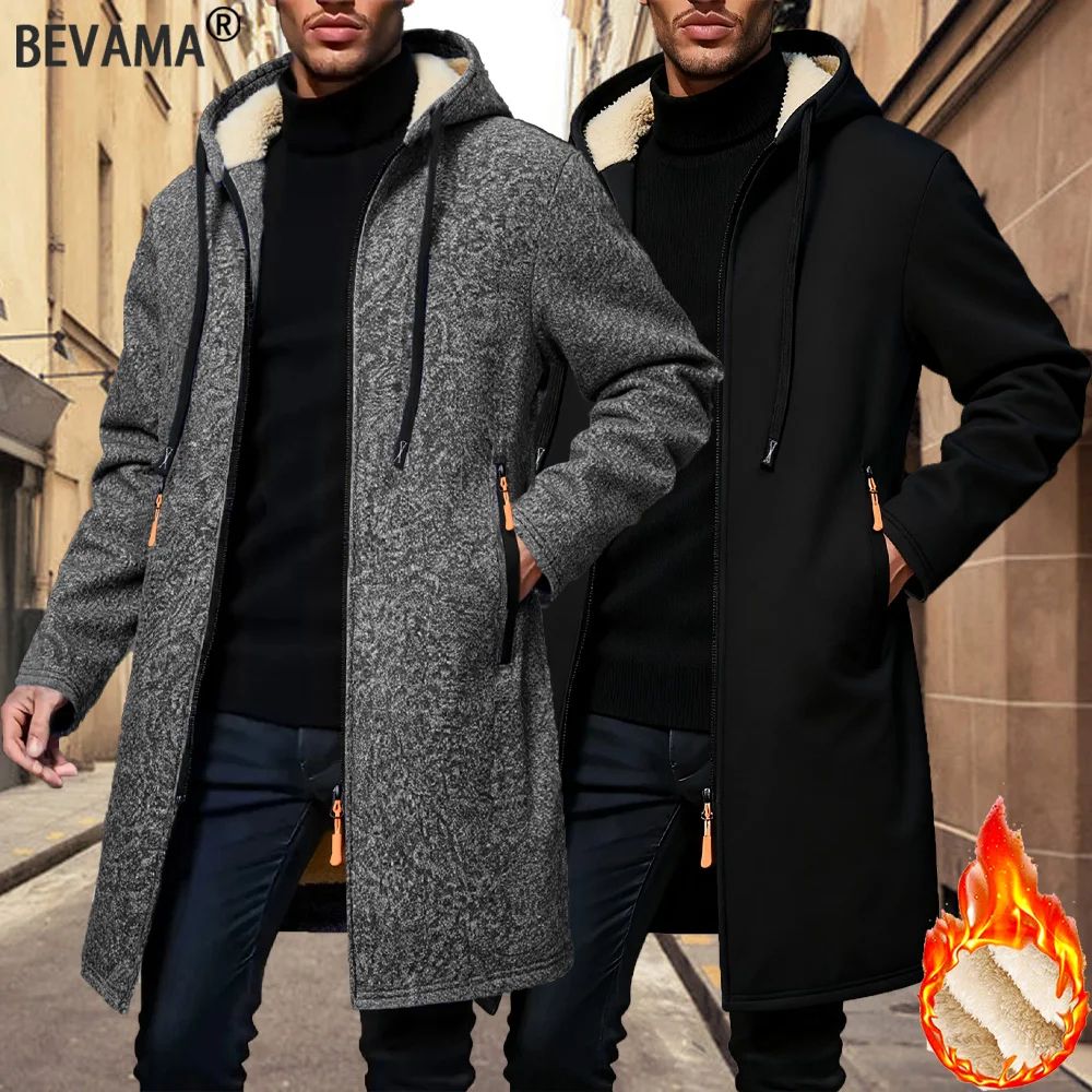 Mens Thickened Warm Winter Hoodie Jacket
