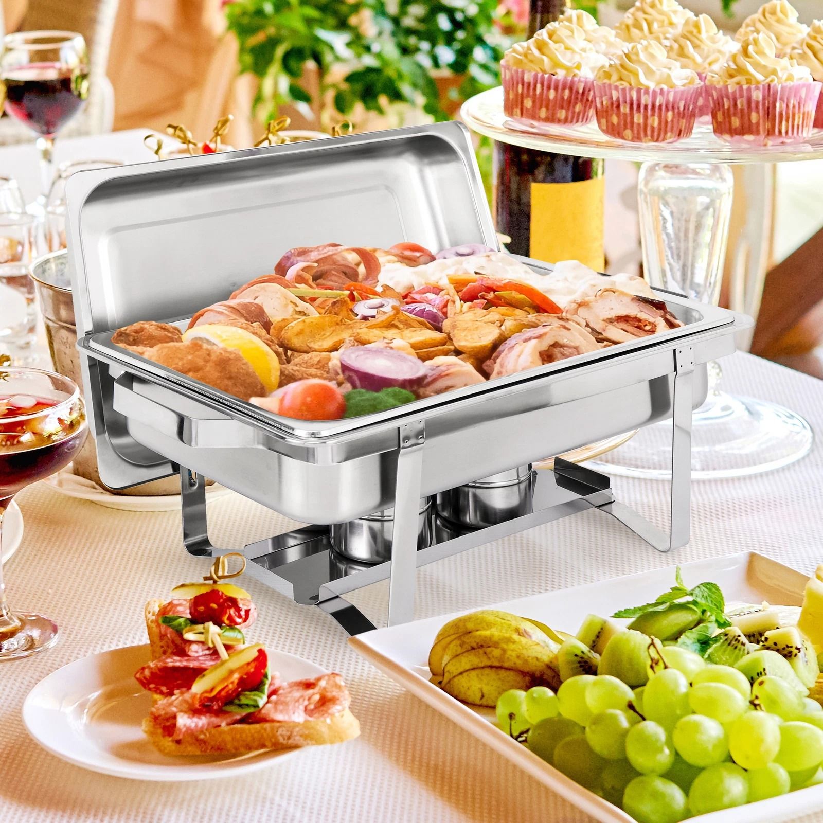 Premium Stainless Steel Chafing Dish Buffet Set with Water Pan & Fuel Holder