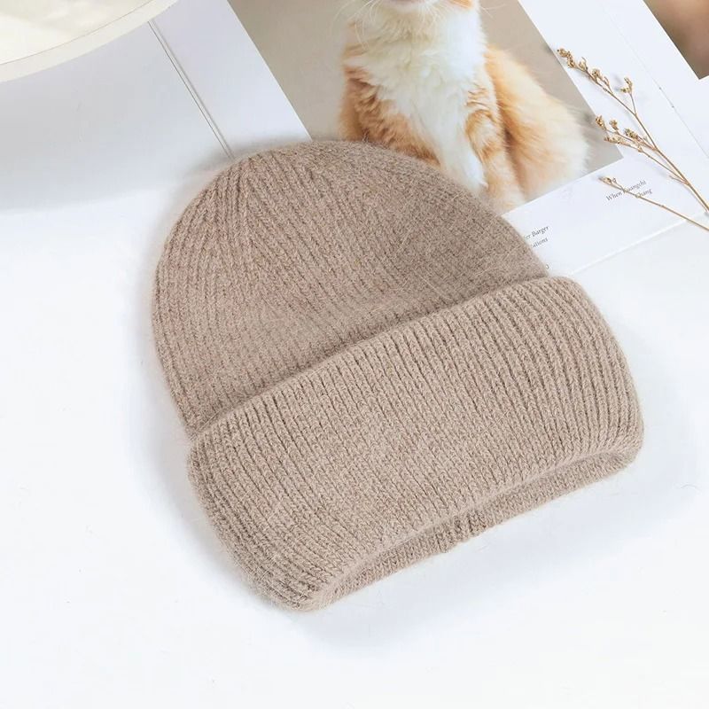 Womens Premium Rabbit Fur Blend Thermal Beanie