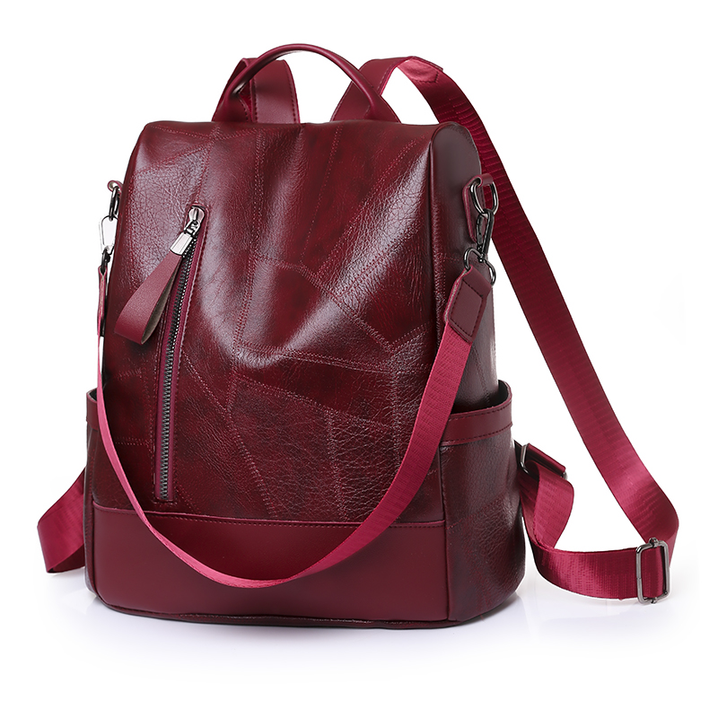 Elegant Anti Theft Backpack Women PU Leather Travel Purse Bag