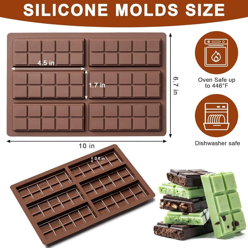 Deep Silicone Chocolate Bar Mold for Stuffed Dubai Pistachio Bars (Food-Grade, Non-Stick)
