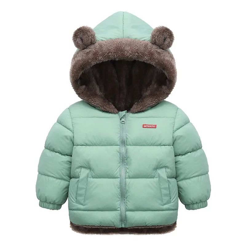 Childrens Thick Fleece Hooded Jacket - Winter Cashmere Padded Outerwear