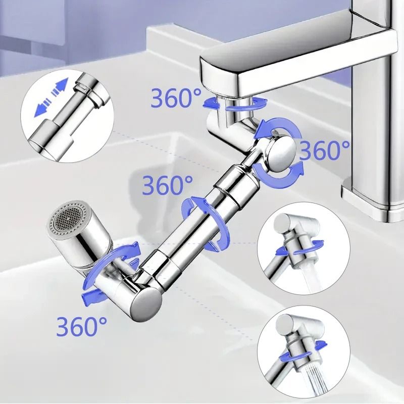 Universal Rotation Faucet Extender and Dual-Mode Splash Filter