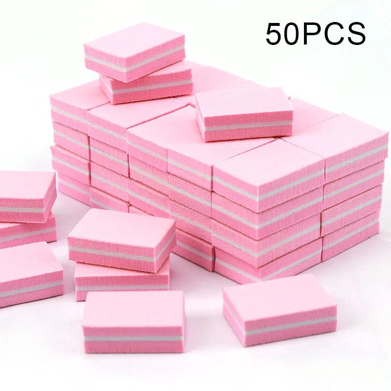 Mini Nail File Blocks Double Sided Sponge Nail Buffer Set 50 Pack