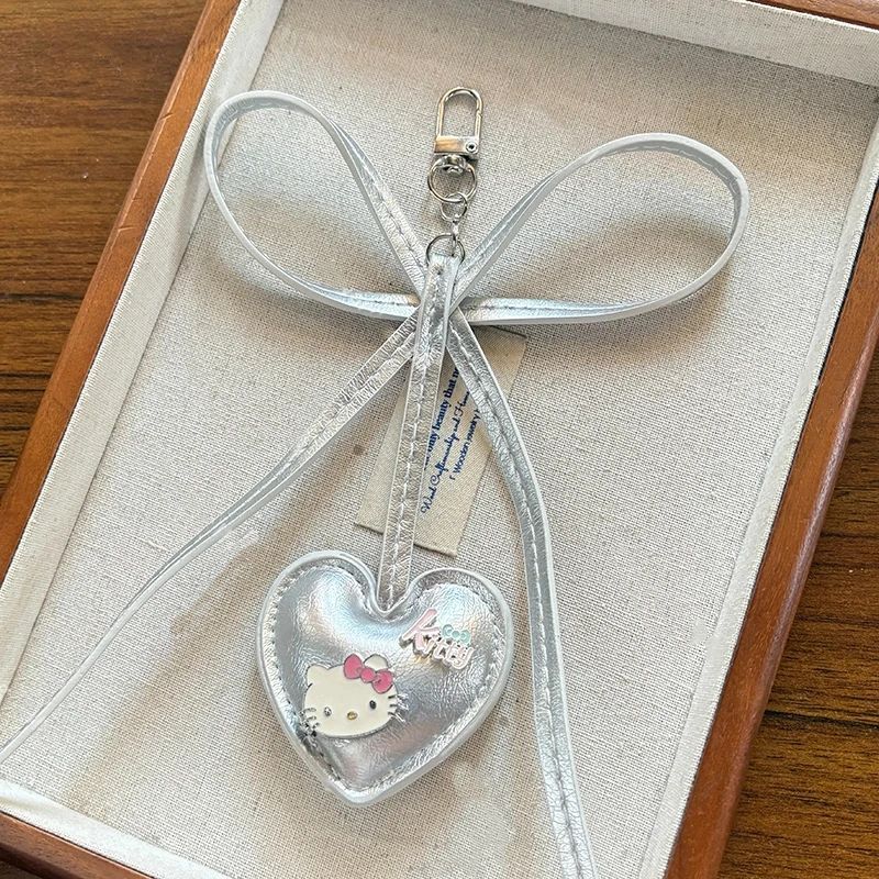 Cute Cartoon Kitten Plush Keychain – Heart Shaped PP Cotton Backpack & Car Hanging Pendant Gift