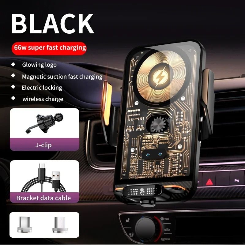 Car Phone Holder Wireless 66W Charger Air Vent Clip Universal