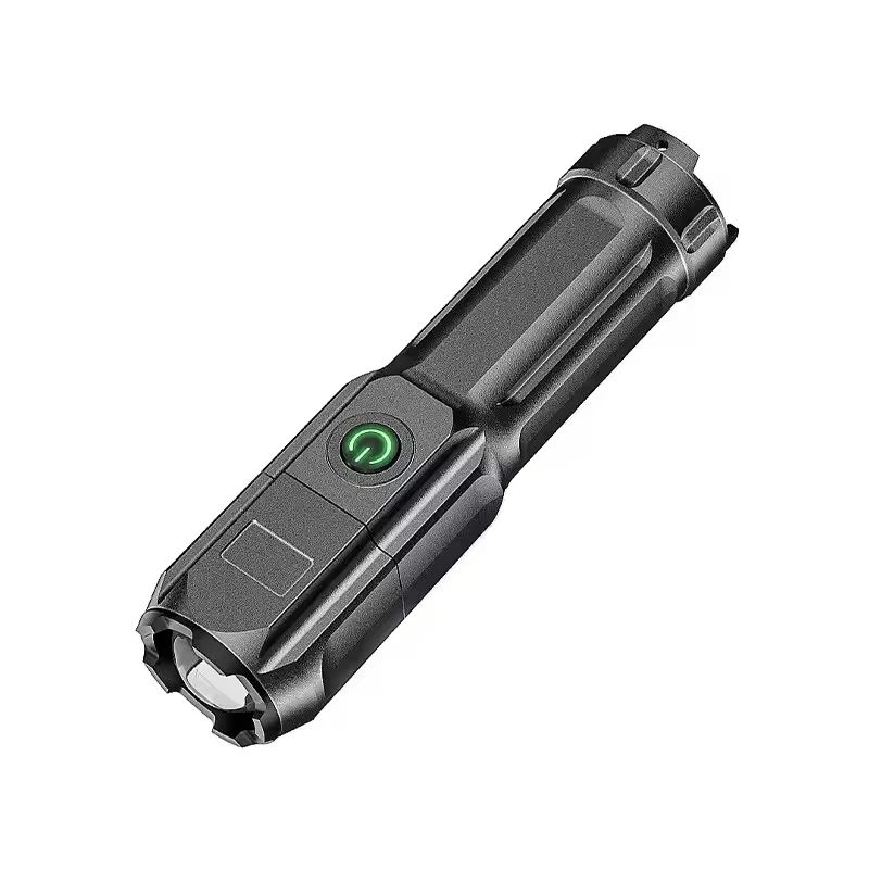Rechargeable LED Camping Torch Flashlight, High Power USB Spotlight with Zoom Lantern, Waterproof, Built-in Battery