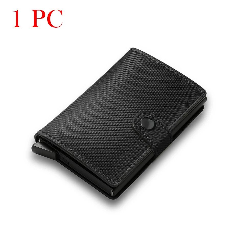 Carbon Fiber Credit Card Holder Wallet RFID Smart Metal Pop Up Wallet
