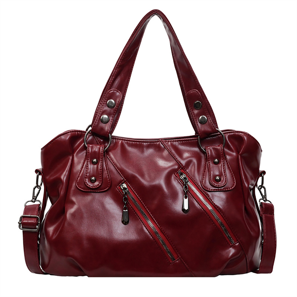 Elegant PU Leather One Shoulder Bag Large Capacity Tote Crossbody Handbag