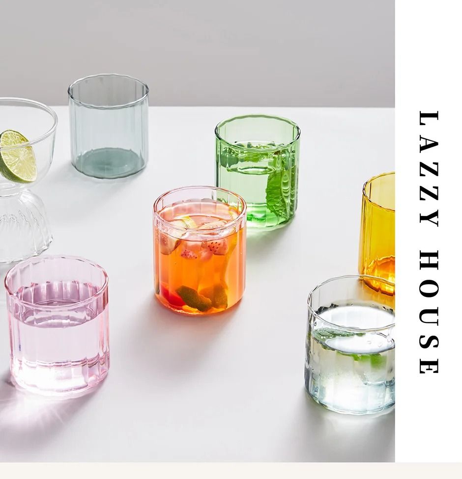 Heat Resistant Striped Glass Cup Clear Tea and Coffee Mug