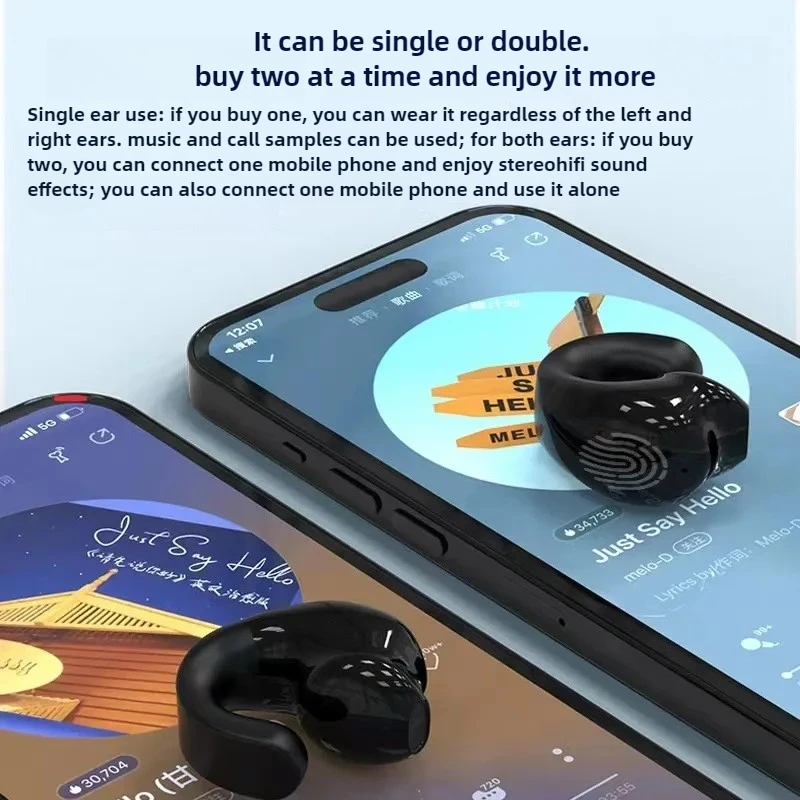 Wireless TWS Earbuds, 1Pcs Bluetooth 5.3 Earphones with Mic, Single in-Ear Sports Headset, Waterproof Earbuds