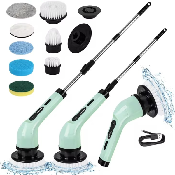 9 in 1 Electric Cleaning Brush Spin Scrubber for Kitchen, Bathroom Floors Multi-Purpose Cleaning Gadget