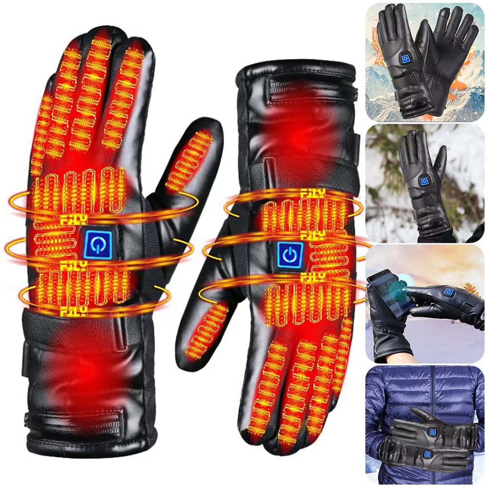 Rechargeable Heated Touchscreen Gloves Waterproof Thermal Hand Warmers for Outdoor Winter Use