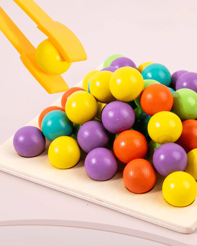 Montessori Wooden Bead Sorting Toy with Clip for Fine Motor Skill Development