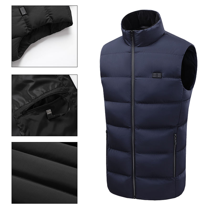Unisex Heated Vest, Winter 9 Zone Heating Jacket Vest, Stand-up Collar Outdoor Sports Heated Clothing