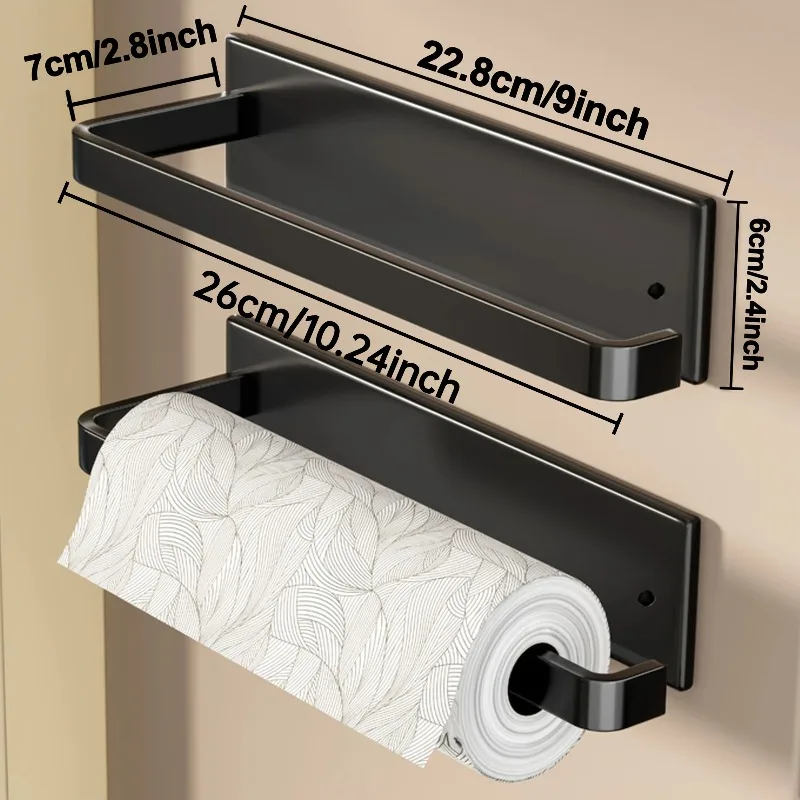 No Drill Paper Towel Holder Stainless Self Adhesive Space-Saving Kitchen & Bathroom Dispenser
