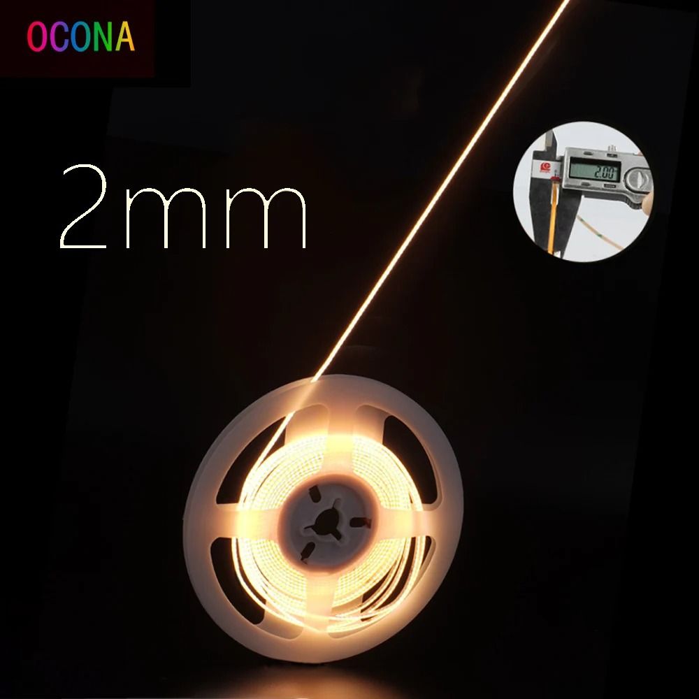 Ultimate Thin 2mm COB LED Strip Light 12V Flexible Tape Light for DIY and Cabinet Projects