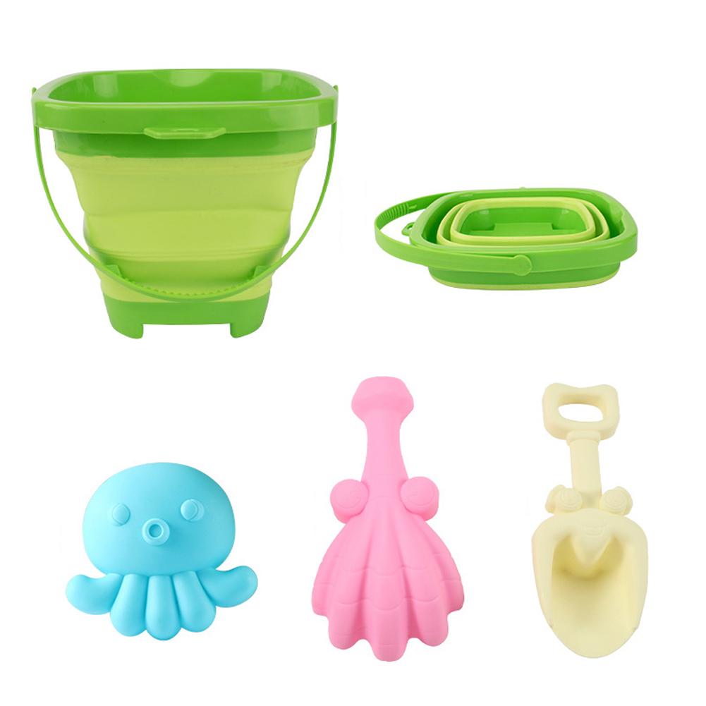 Foldable Kids Beach Bucket Set Travel Sand Toy Kit with Shovel