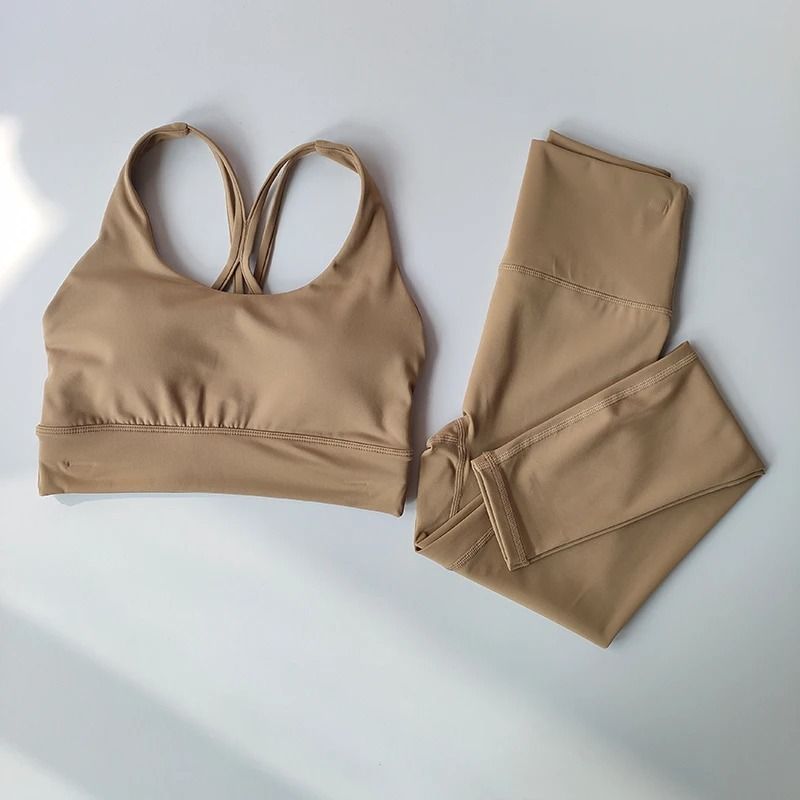 Women High Waist Slimming Yoga Suit Bra Leggings Tank Top Set