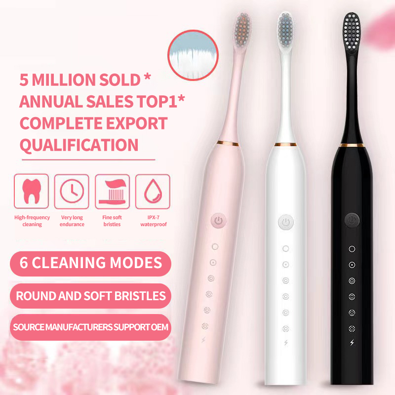 Sonic Electric Toothbrush for Adults – IPX7 Waterproof, DuPont Brush Head, USB Rechargeable, High Frequency Cleaning