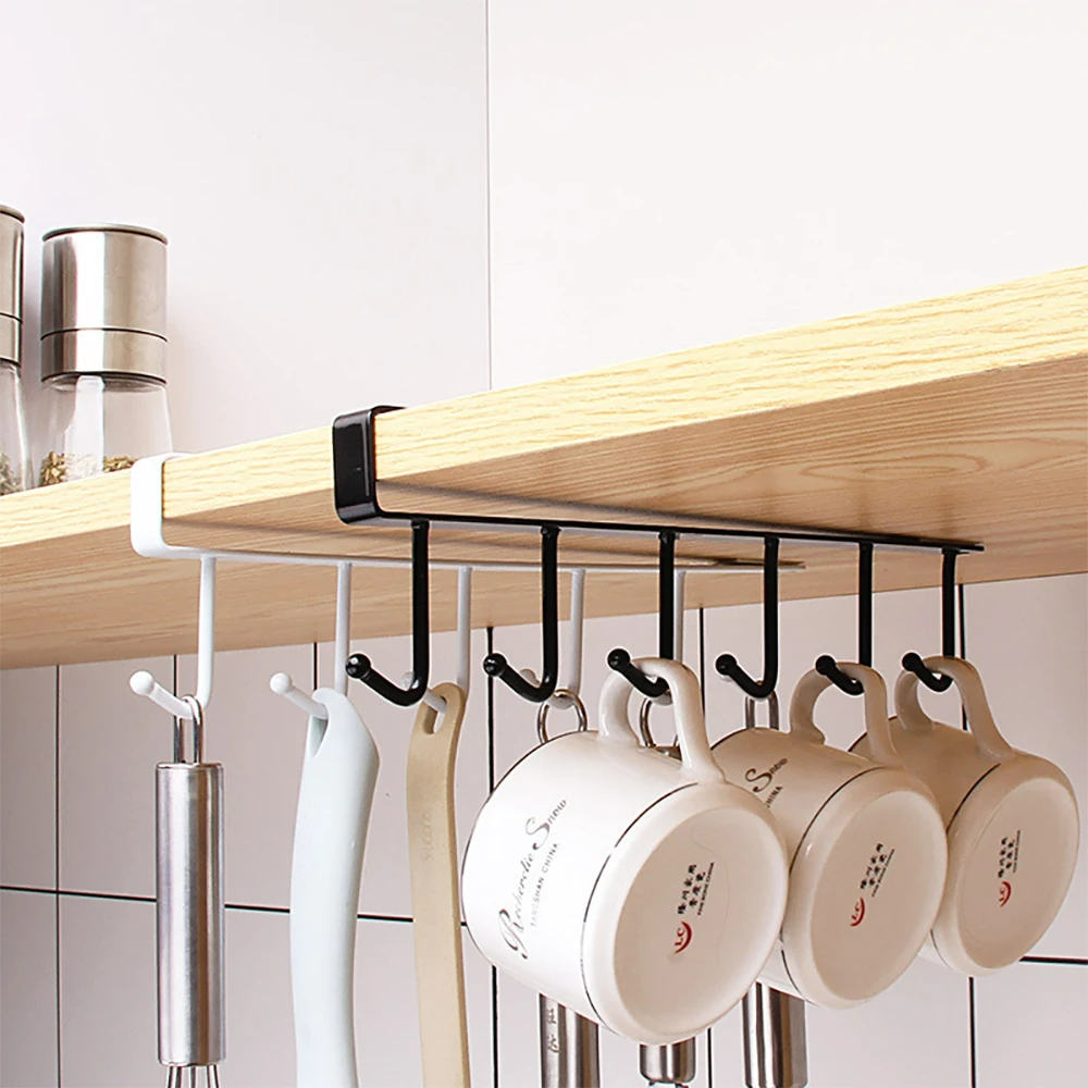 Multifunctional Coffee Cup Mug Holder, Hooks Shelf for Kitchen Cabinet Organization