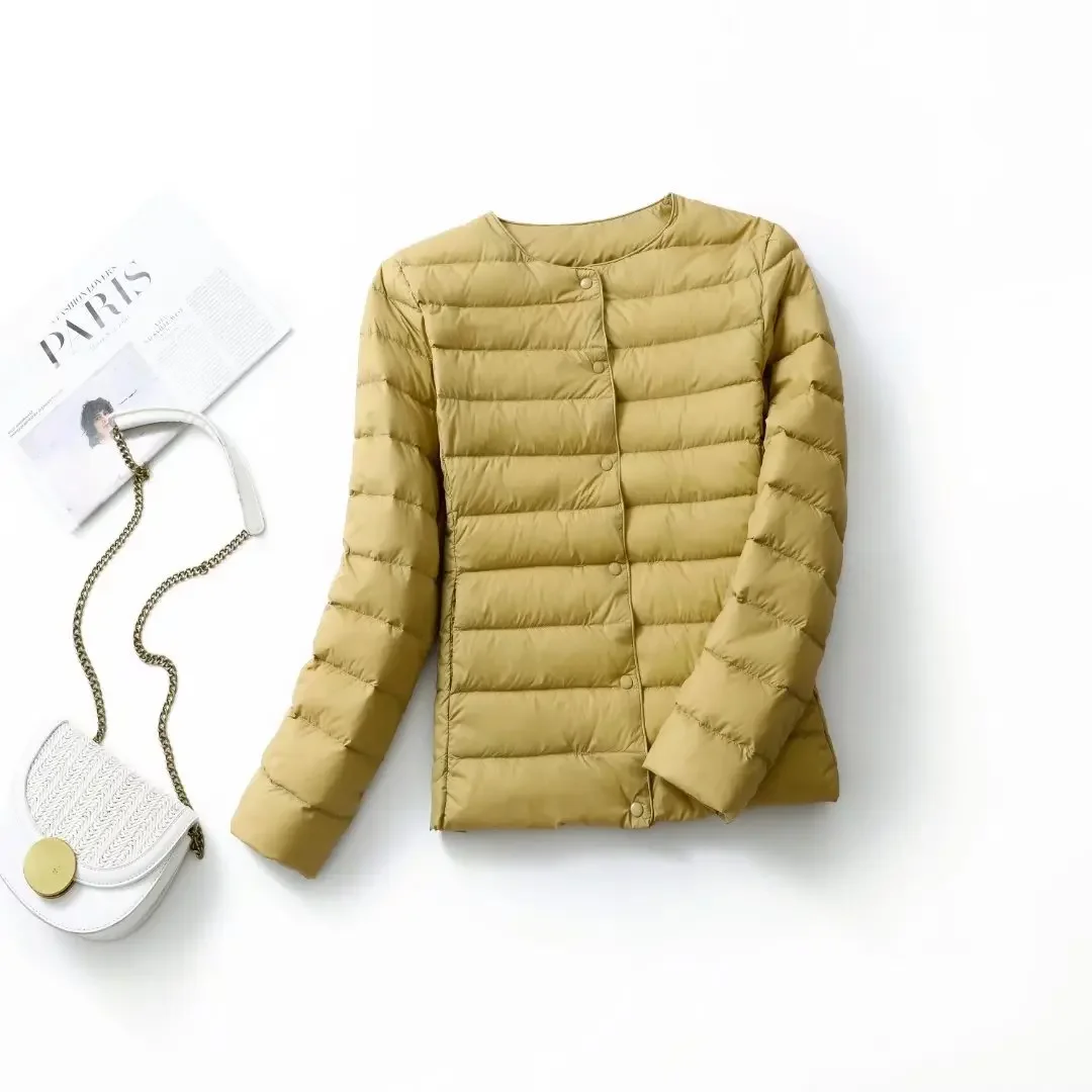 Lightweight Puffer Jacket Women Packable White Duck Down Slim Fit Winter Coat