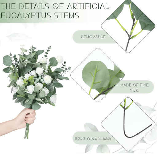 EverGreen Bulk Eucalyptus Stems Set – Mixed Silver Dollar Artificial Leaves (30/60/120PCS)