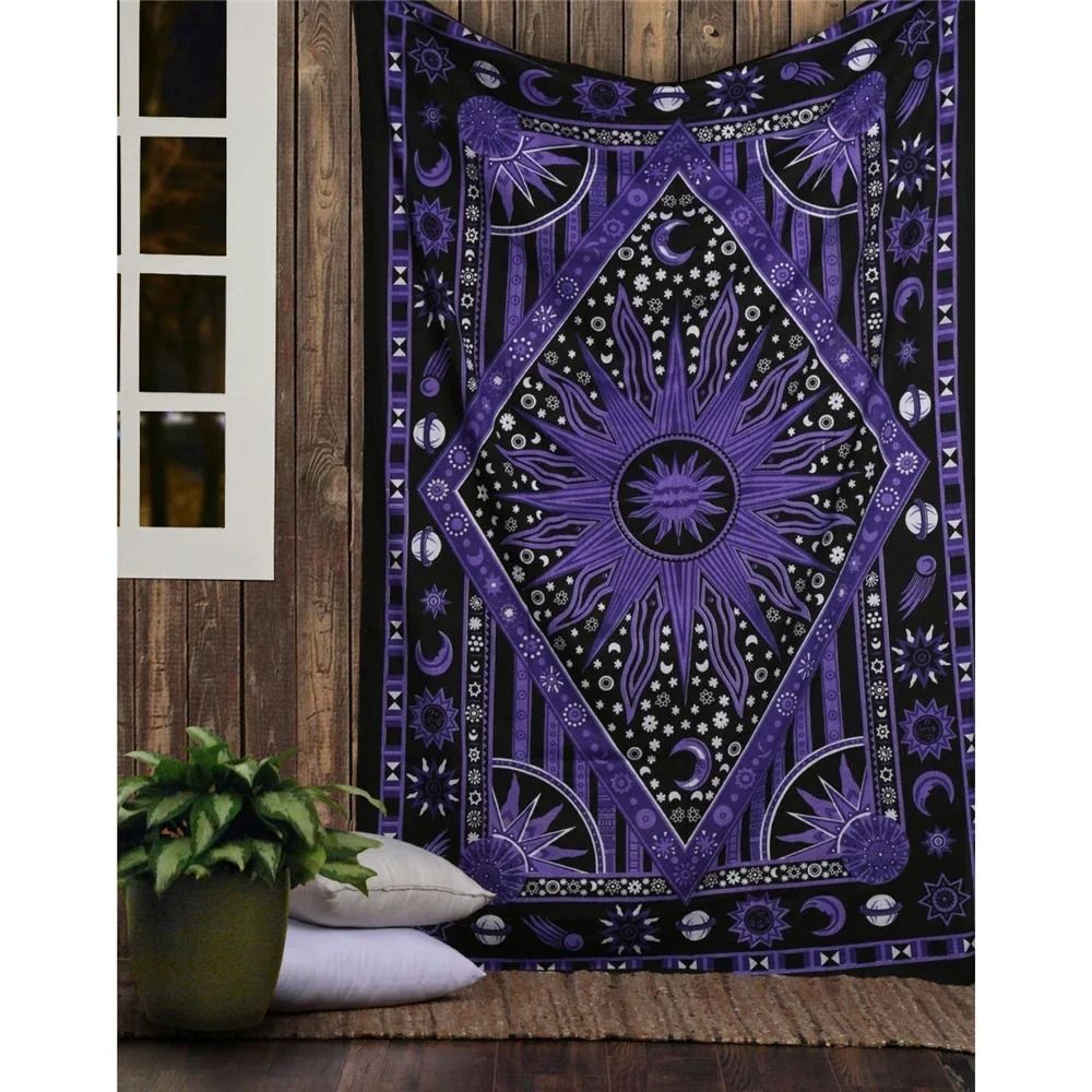 Indian Tarot Mandala Tapestry | Bohemian Divination Aesthetic Wall Hanging