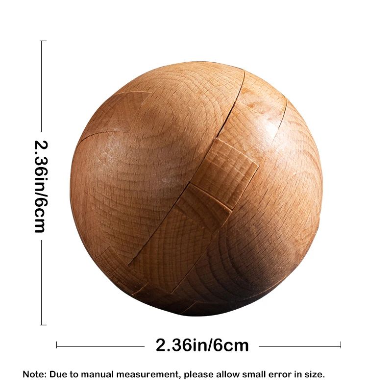 Wooden Kongming Lock 3D Sphere Puzzle Intelligence Toy for Adults and Kids