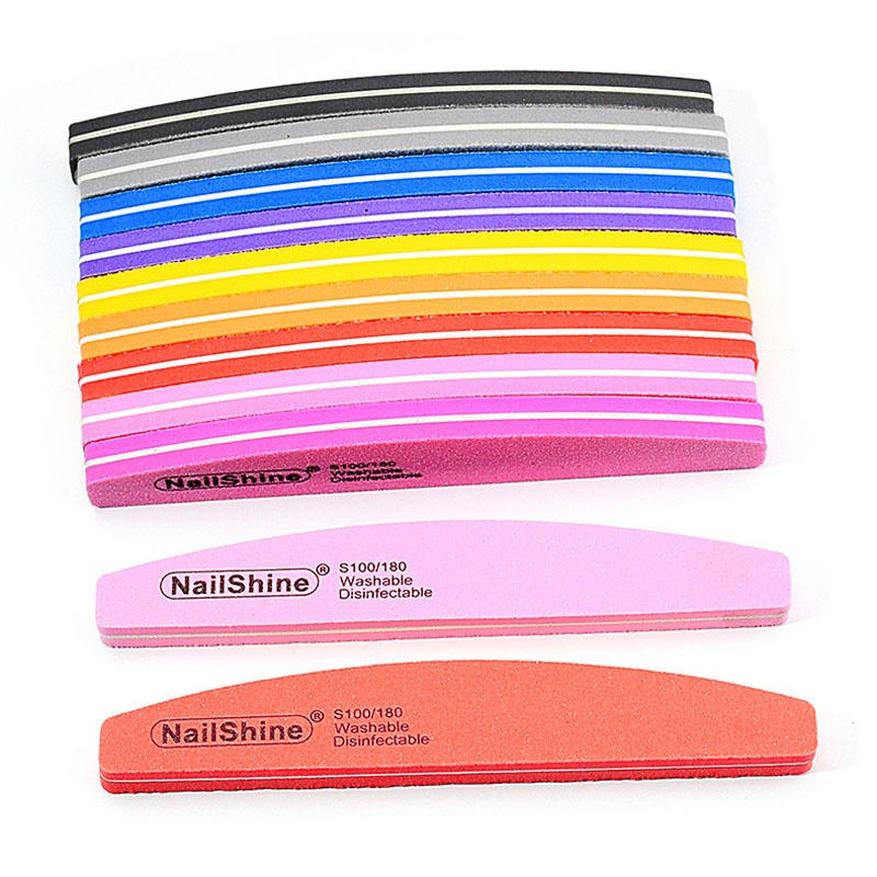 Halfmoon Nail Buffers File Tools, Dual Side 100/180 Polishing Grinding, Manicure Pedicure Essentials