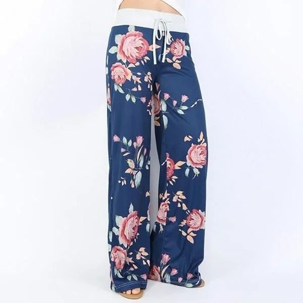 Women Casual Wide Leg Yoga Pants with Drawstring and Stretch Fit