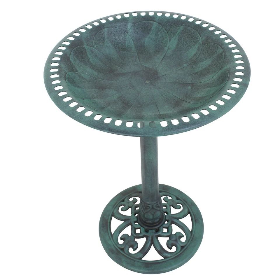 Vintage Pedestal Bird Bath Outdoor Garden Decor Weather Resistant Resin Birdbath