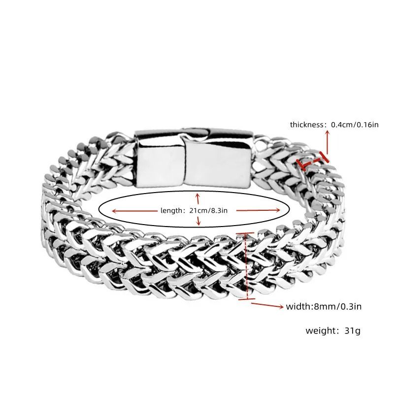 Stainless Steel Braided Magnetic Buckle Bracelet Fish Scale Design