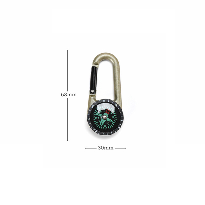 Mini Outdoor Survival Compass Keychain with Thermometer and Carabiner Clip